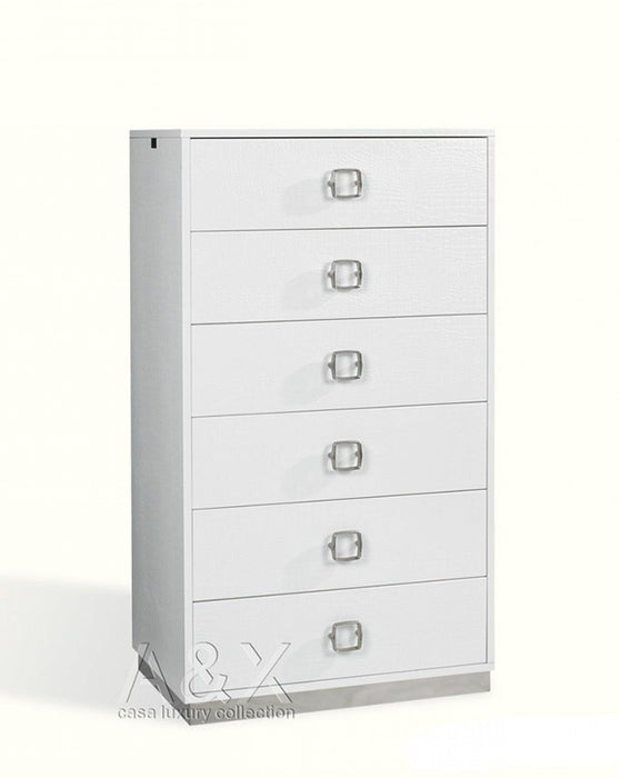 Manufactured and Solid Wood Stainless Steel Six Drawer Standard Chest 32" - White