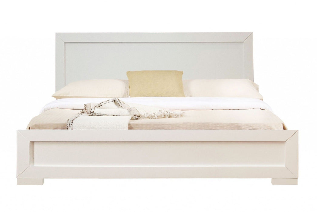 King Platform Bed - White Wood