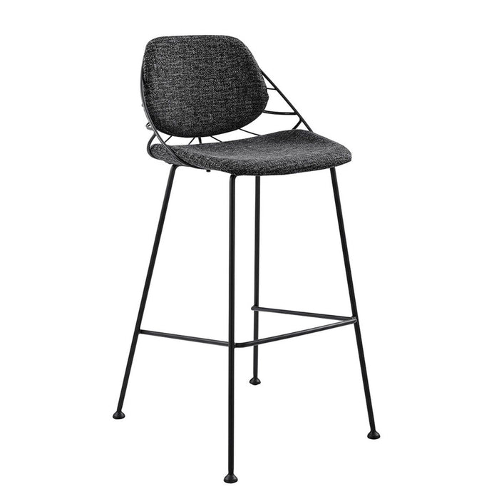 Steel Low Back Bar Height Chairs With Footrest (Set of 2) 40" - Black