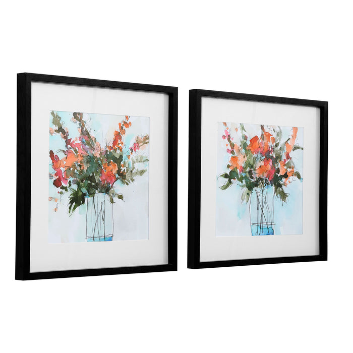 Fresh Flowers - Watercolor Prints (Set of 2) - Beige