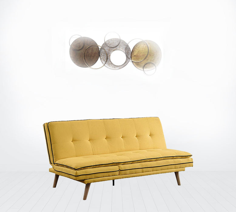 Sofa 72" - Yellow Linen And Brown