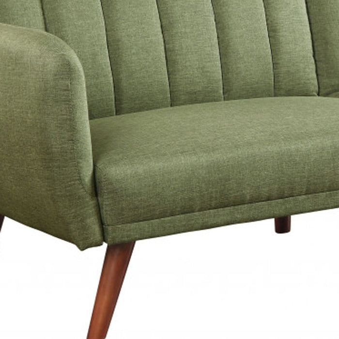 Sleeper Sofa 76" - Green Linen And Wood Brown