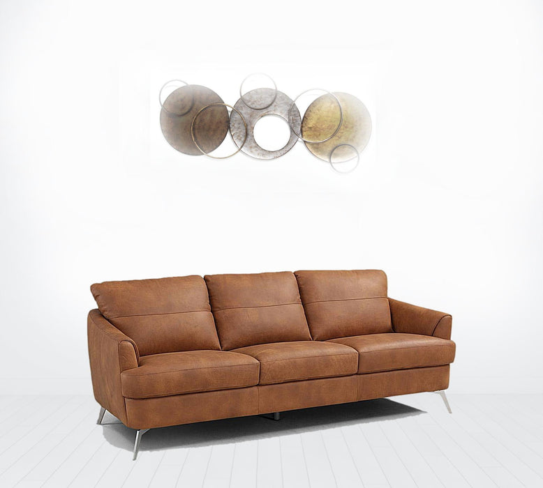 Sofa 81" - Camel Leather And Black