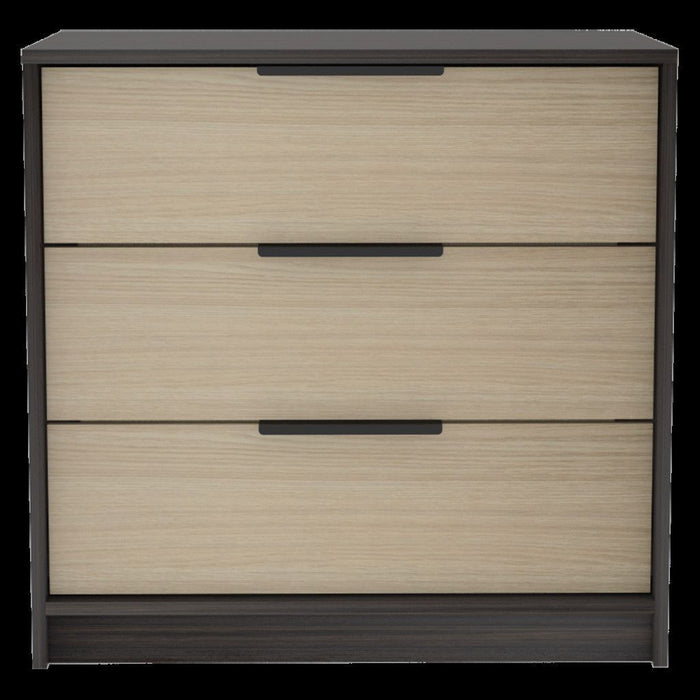 Manufactured Wood Three Drawer Standard Dresser 28" - Black and Light Oak