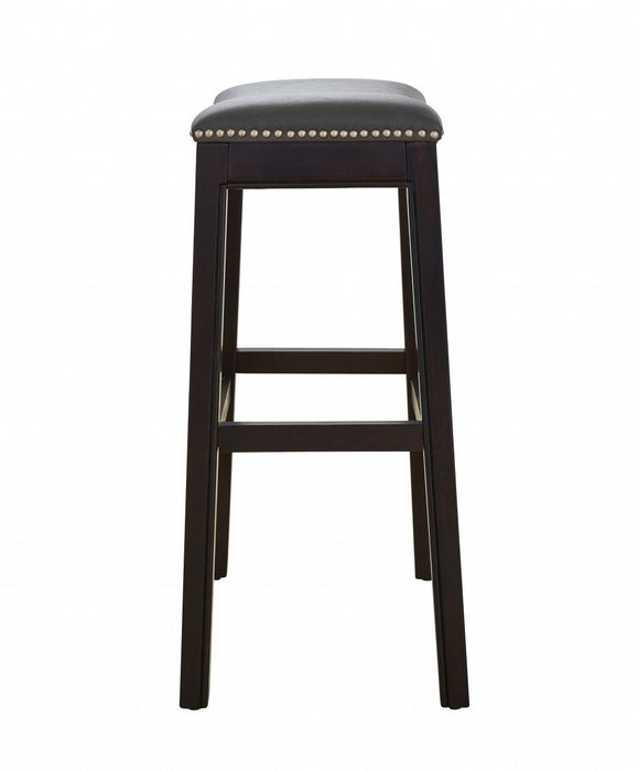 Saddle Style Counter Height Bar Stool Vinyl 30" - Espresso And Gray