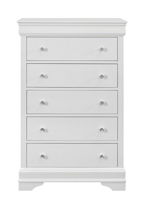 Solid Wood Five Drawer Standard Chest 31" - Metallic White