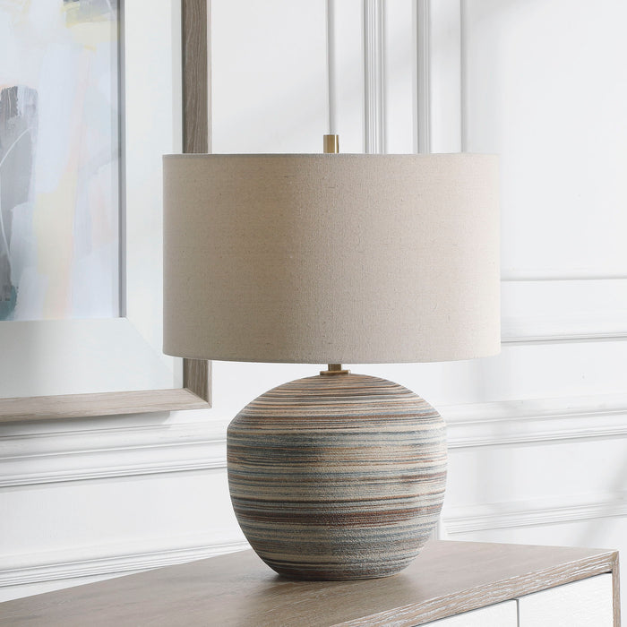 Prospect - Striped Accent Lamp - Light Brown
