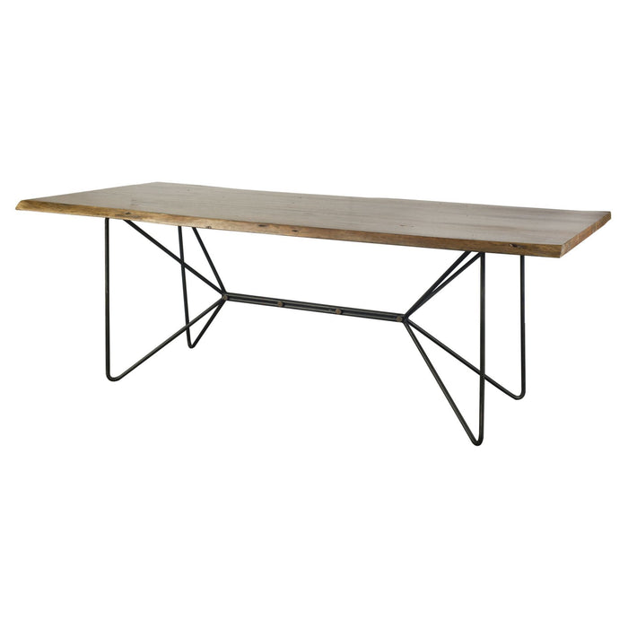Tapered Live Edge Top With Iron Base Dining Table - Natural