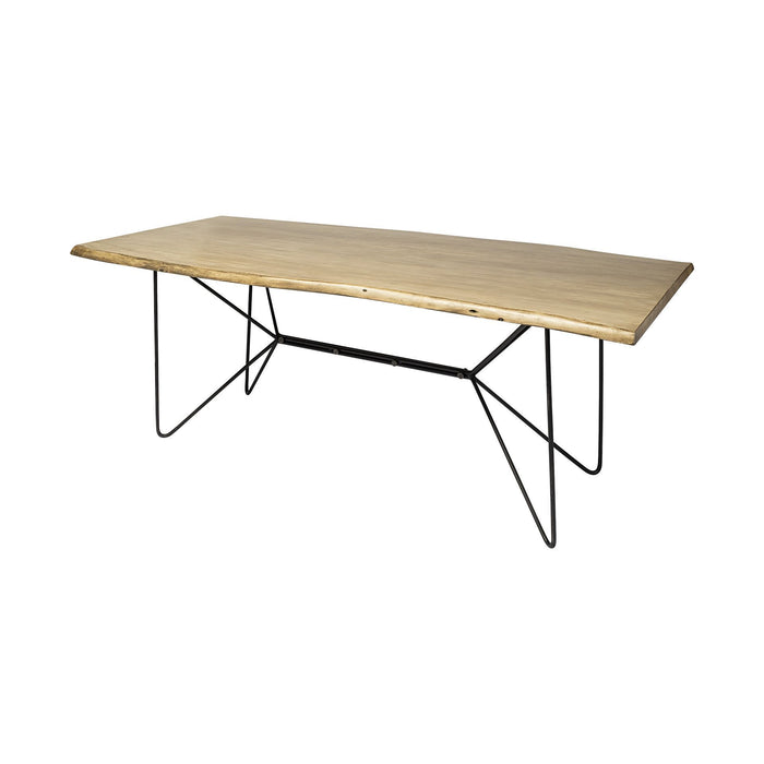 Solid Wood And Metal Dining Table 40" - Brown And Black