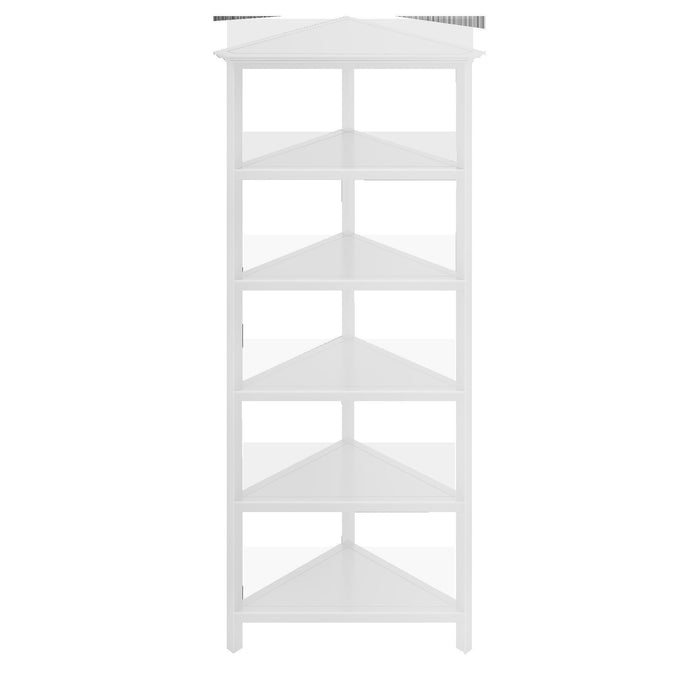 5 Tier Corner Bookcase - White