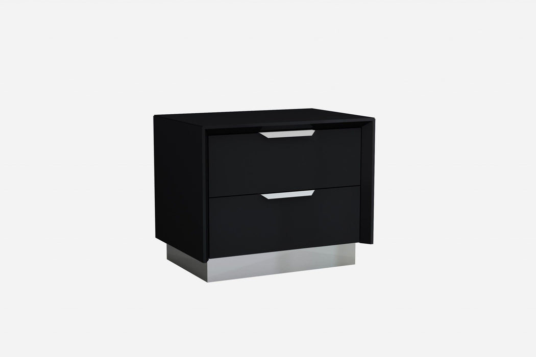 Nightstand With 2 Drawer - Black - Stainless Steel