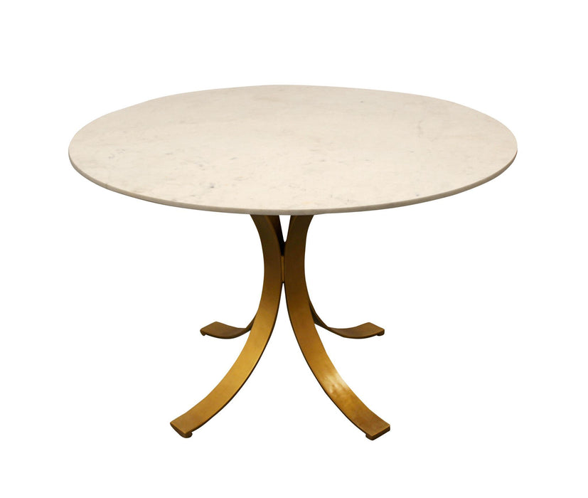 Rounded Marble And Iron Dining Table 48" - Ivory And Brass