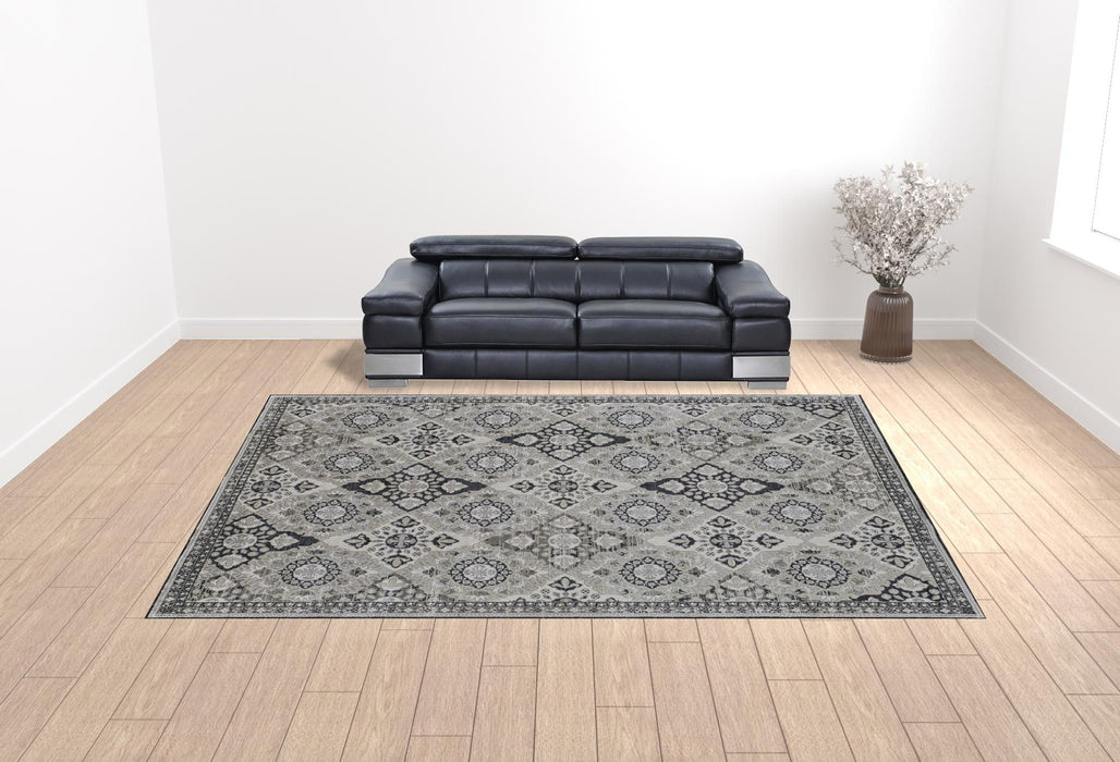 Floral Power Loom Area Rug - Gray And Black - 12' X 15'