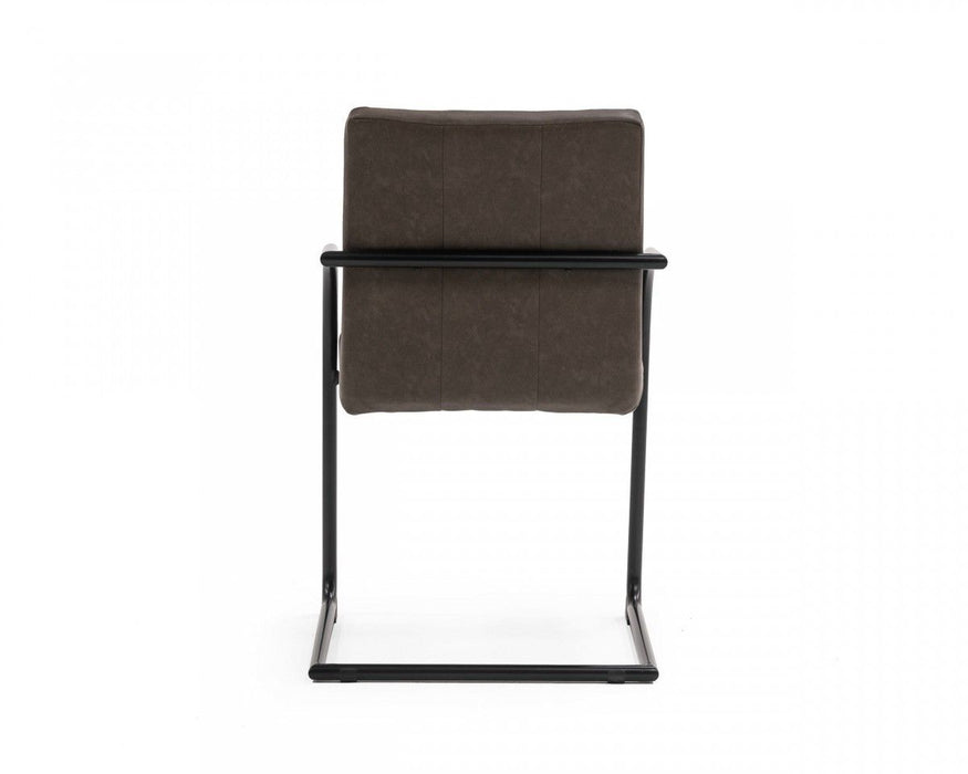 Faux Leather Industrial Dining Chairs (Set of 2) - Brown