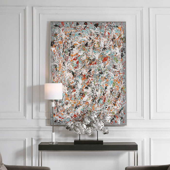 Organized Chaos - Hand Painted Canvas - Pearl Silver