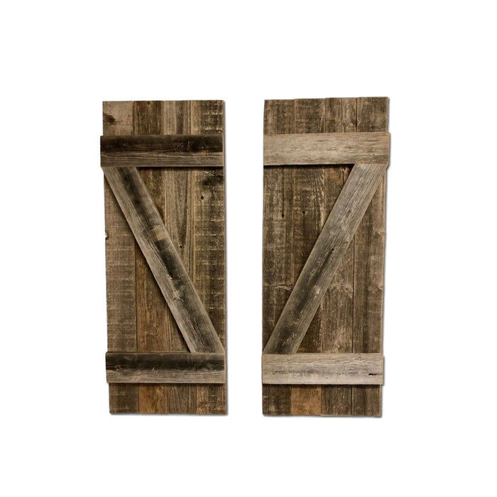 Rustic Window Shutters With Hanger (Set of 2) - Weathered Gray