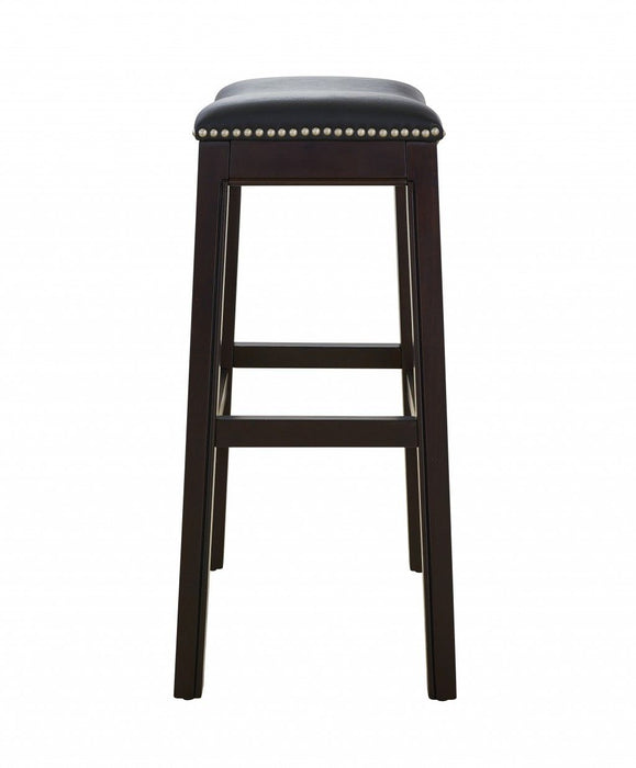 Saddle Style Counter Height Bar Stool Vinyl 30" - Espresso And Black