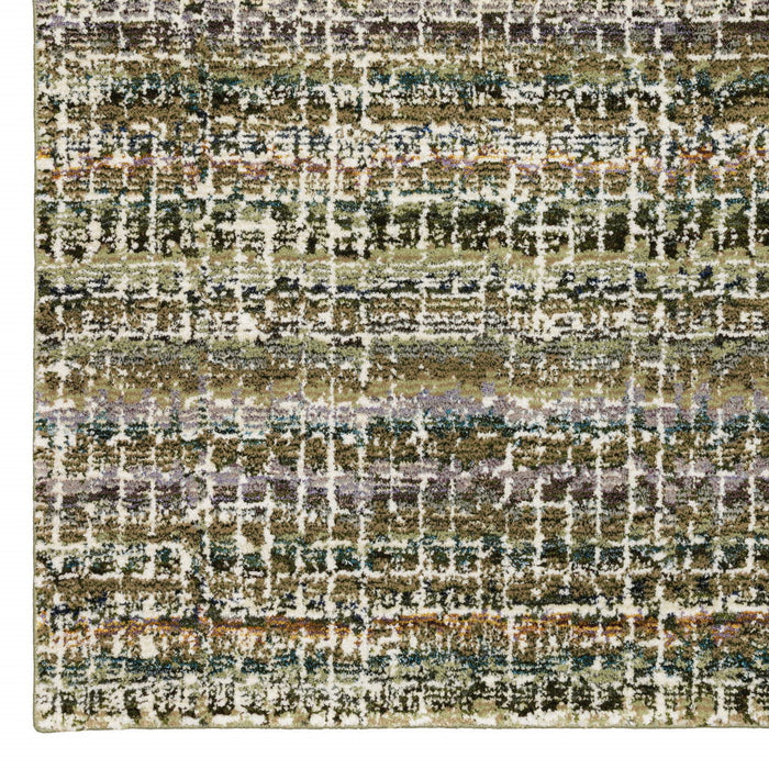 Abstract Power Loom Stain Resistant Area Rug - Green Green Grey And Purple - 10' X 13'