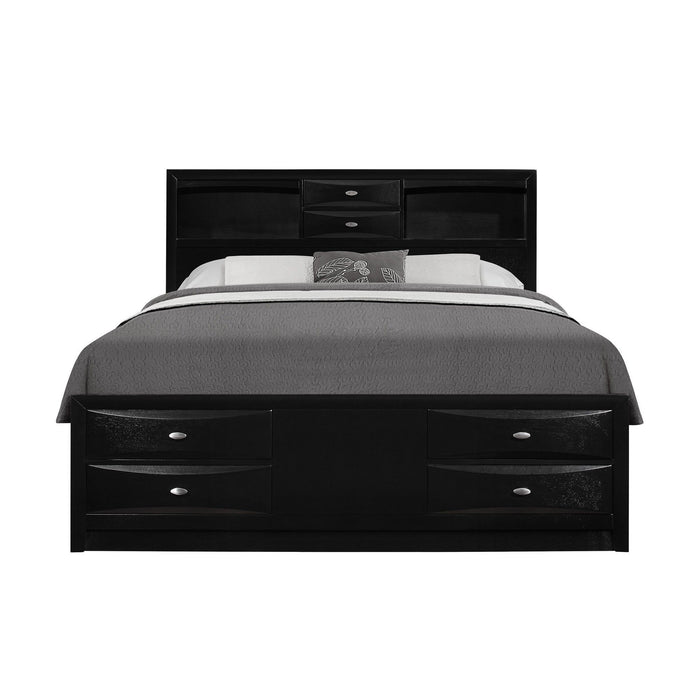 Solid Wood Full Eight Drawers Bed - Black