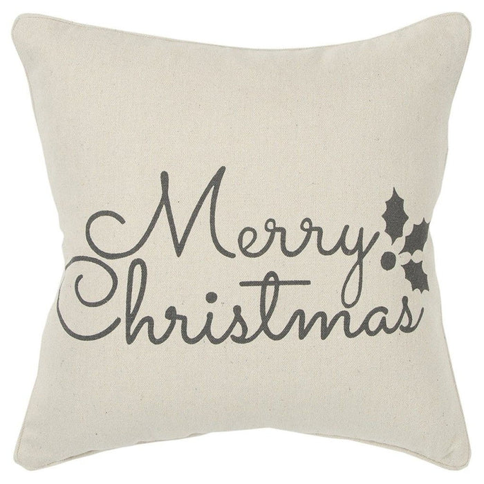 Canvas Merry Christmas Decorative Throw Pillow - Gray And Cream