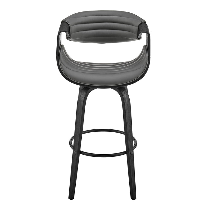 Faux Leather and Black Wood Retro Chic Counter Stool 26" - Gray