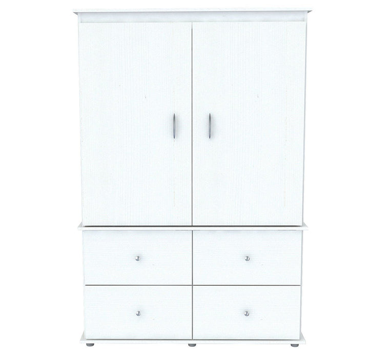 Melamine Mirrored Four Drawer Combo Dresser 47" - White