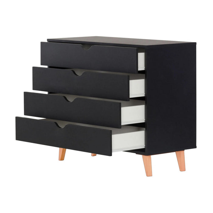 Solid Wood Four Drawer Standard Dresser 35" - Black