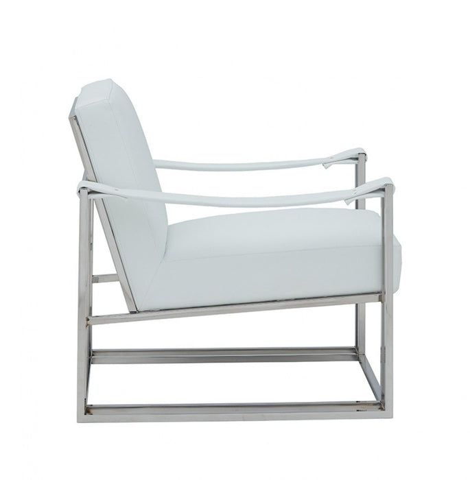 Leatherette And Steel Chair - Stylish White