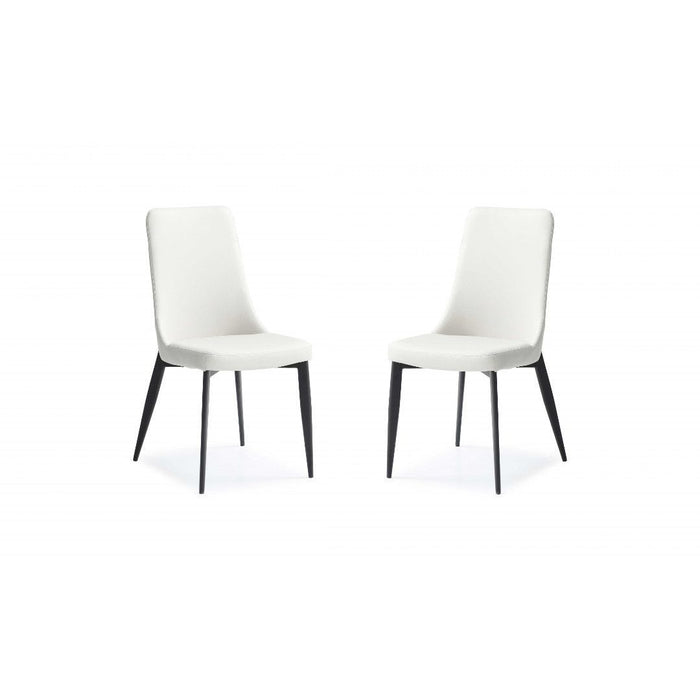 Faux Leather Metal Dining Chairs (Set of 2) - White