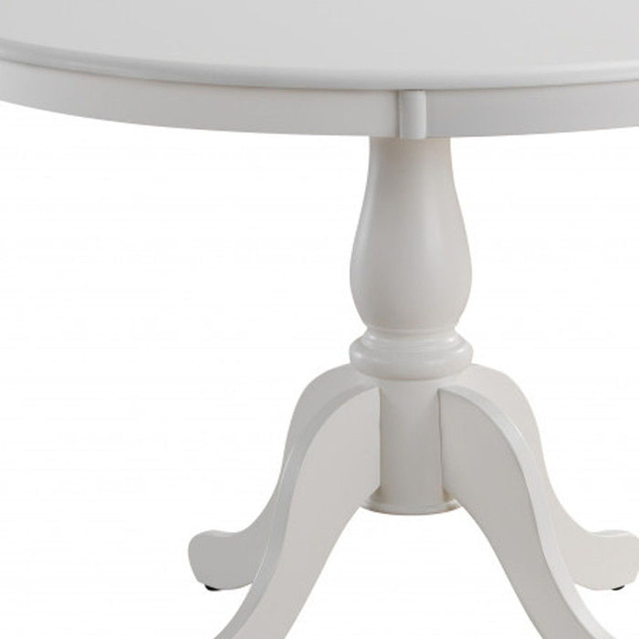 Round Turned Pedestal Base Wood Dining Table 42" - White