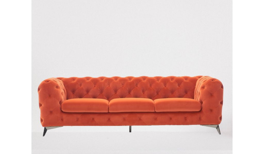 Sofa 97" - Orange Silver Chesterfield