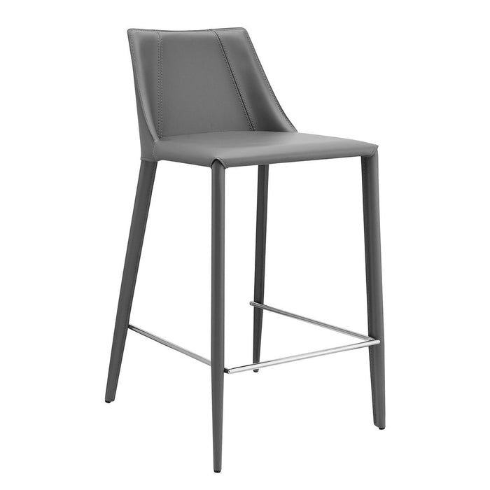 Low Back Counter Height Bar Chair With Footrest 36" - Gray Steel