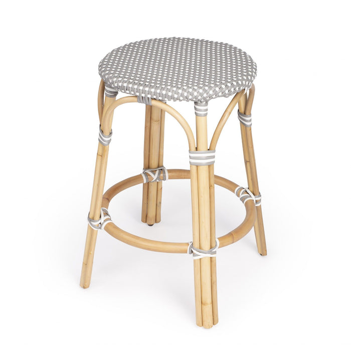 Rattan Counter Stool - Gray and White
