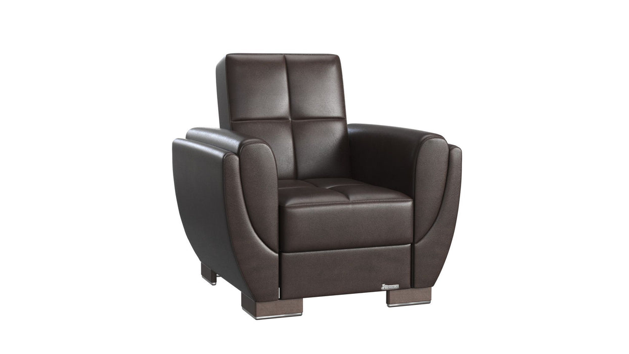 Faux Leather Tufted Convertible Chair 36" - Dark Brown