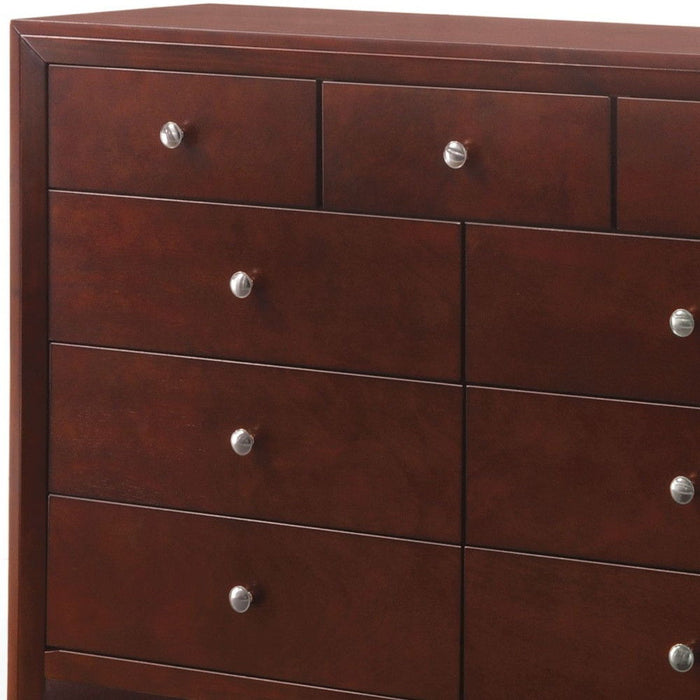 Manufactured Wood Nine Drawer Triple Dresser 55" - Brown Cherry
