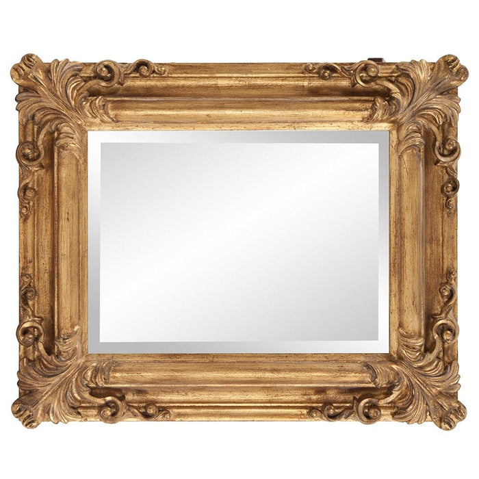 Rectangular Mirror With Scrolling Flourish - Gold Leaf