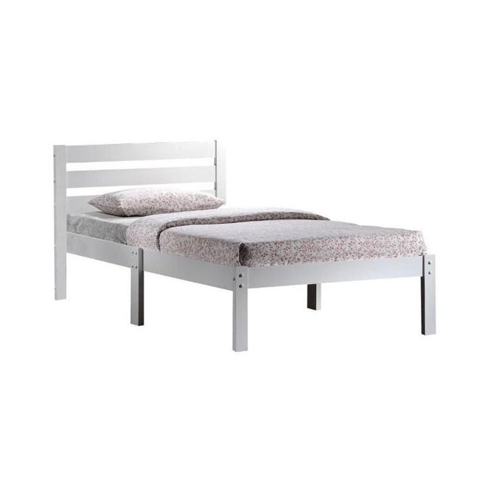 Solid Wood Twin Tufted Bed With Mattress -White