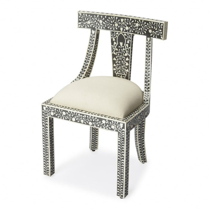 Fabric Side Chair 21" - Bone - Black and White
