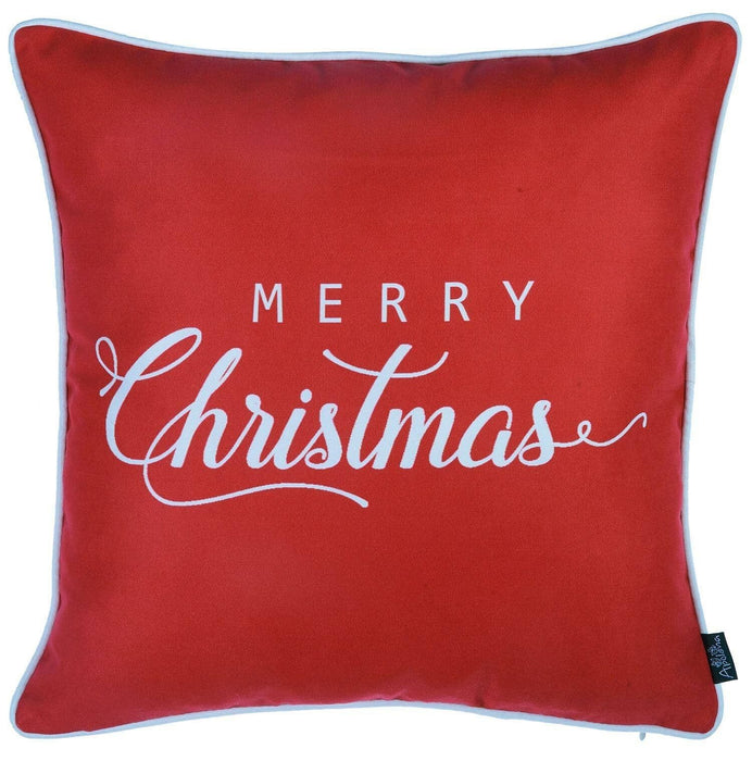 18"Lx18"D Zippered Polyester Christmas Snowflakes Throw Pillow (Set of 4) - Red