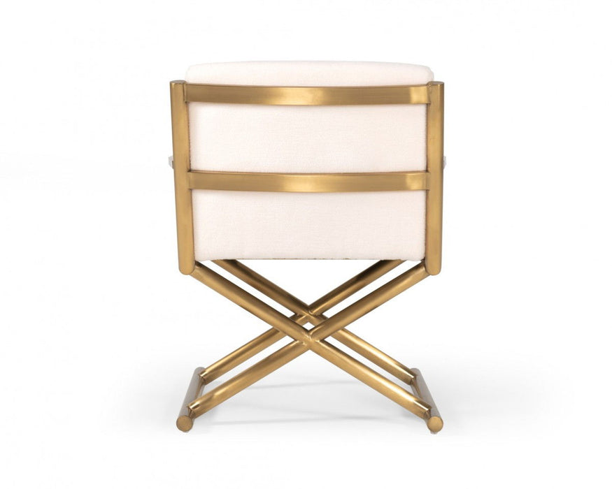 Sherpa And Gold Directors Arm Chair 27" - White