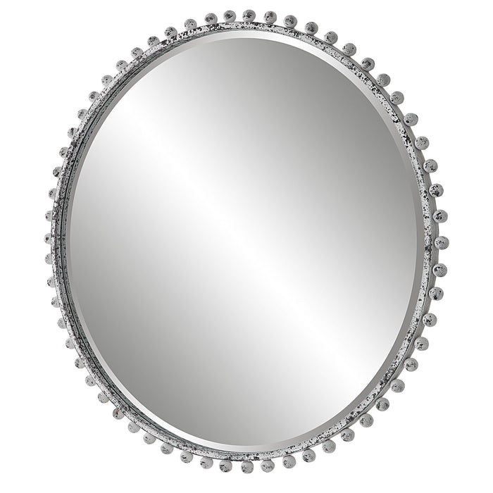 Taza - Round Mirror - Aged White