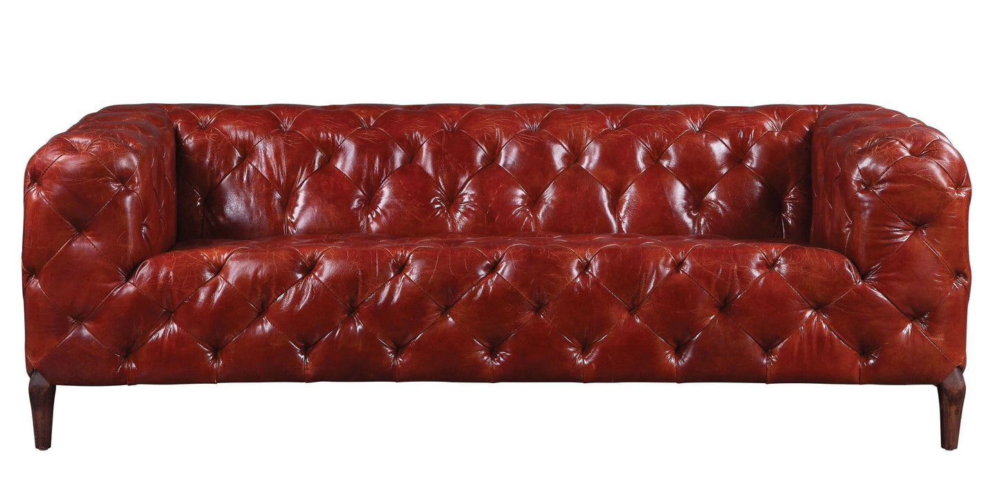 Sofa 85" - Merlot Top Grain Leather And Black