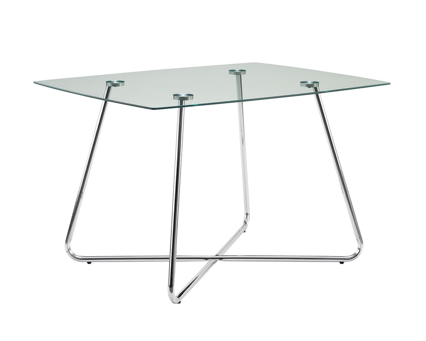 Metal And Clear Tempered Glass Dining Table 31" - Chrome
