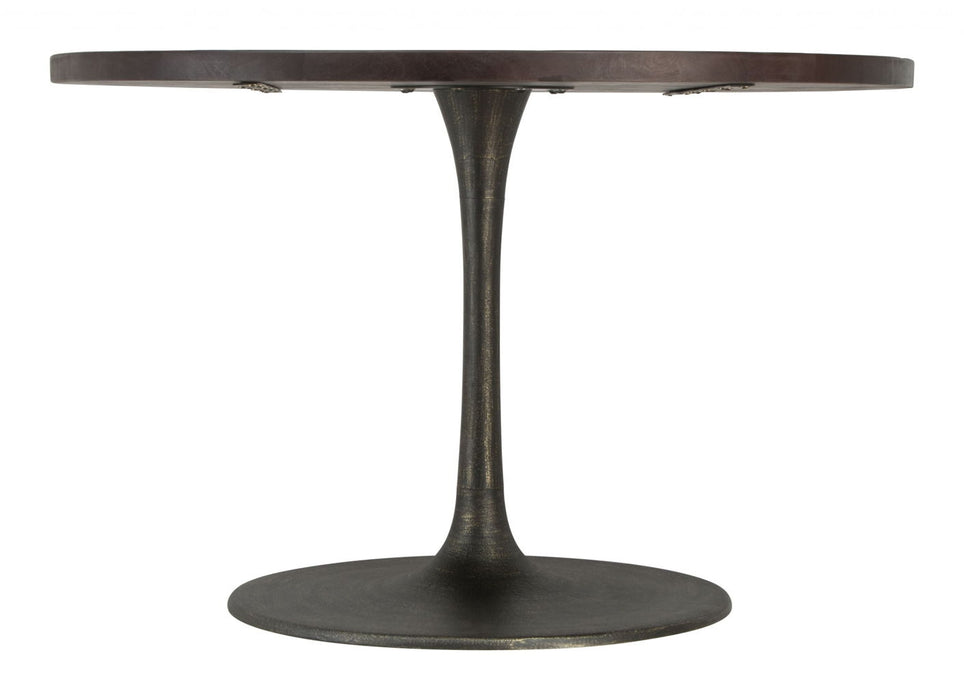 Rounded Solid Wood And Steel Dining Table 47" - Dark Brown