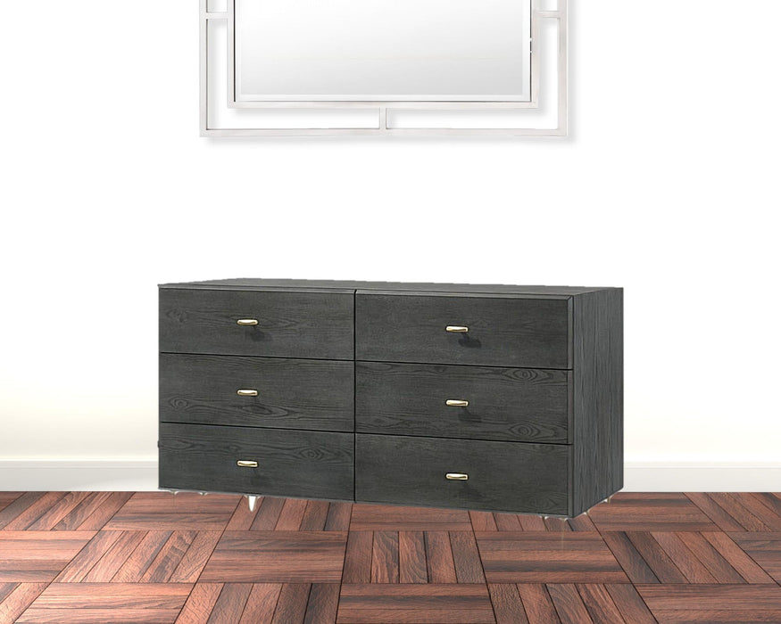 Manufactured Wood Six Drawer Double Dresser 51" - Gray
