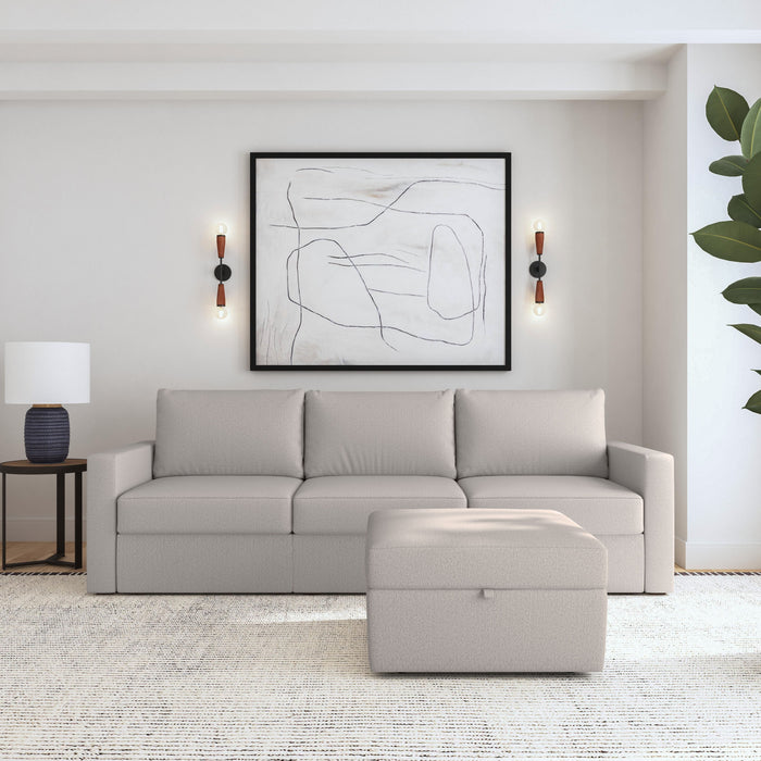Flex - Sofa with Standard Arm and Storage Ottoman - Pearl Silver