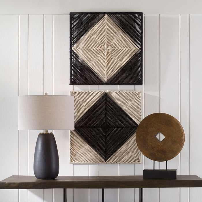 Seeing Double - Rope Wall Squares (Set of 2) - Beige & Black