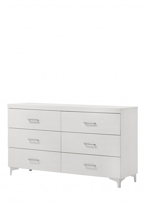 Solid Wood Six Drawer Double Dresser 58" - White