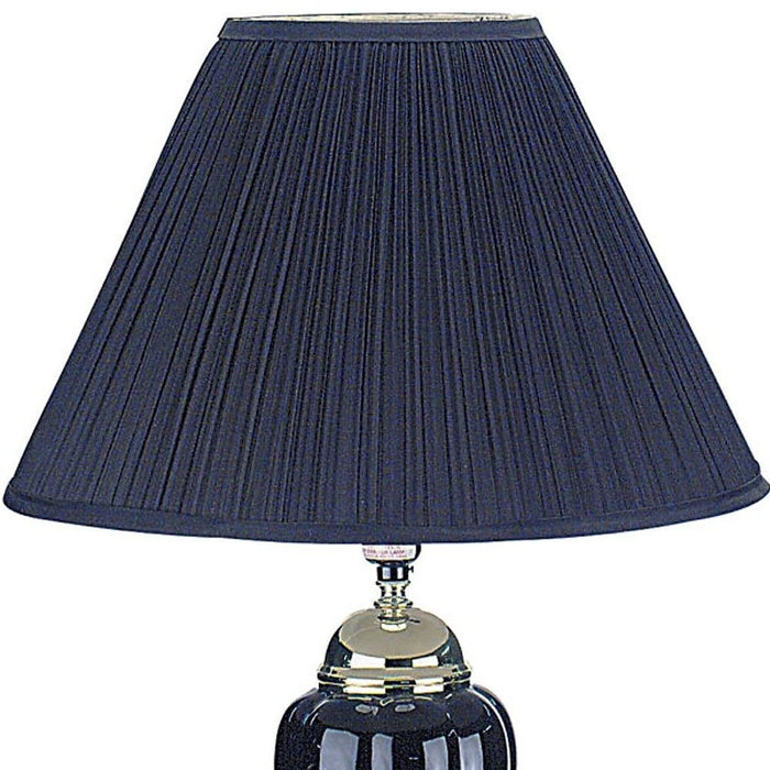 Bedside Table Lamp With Black Shade - Blue - Ceramic