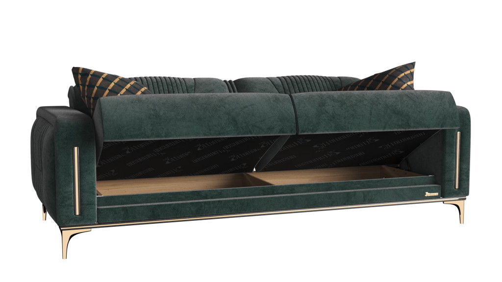 Microfiber Sleeper Sofa With Two Toss Pillows 85" - Green
